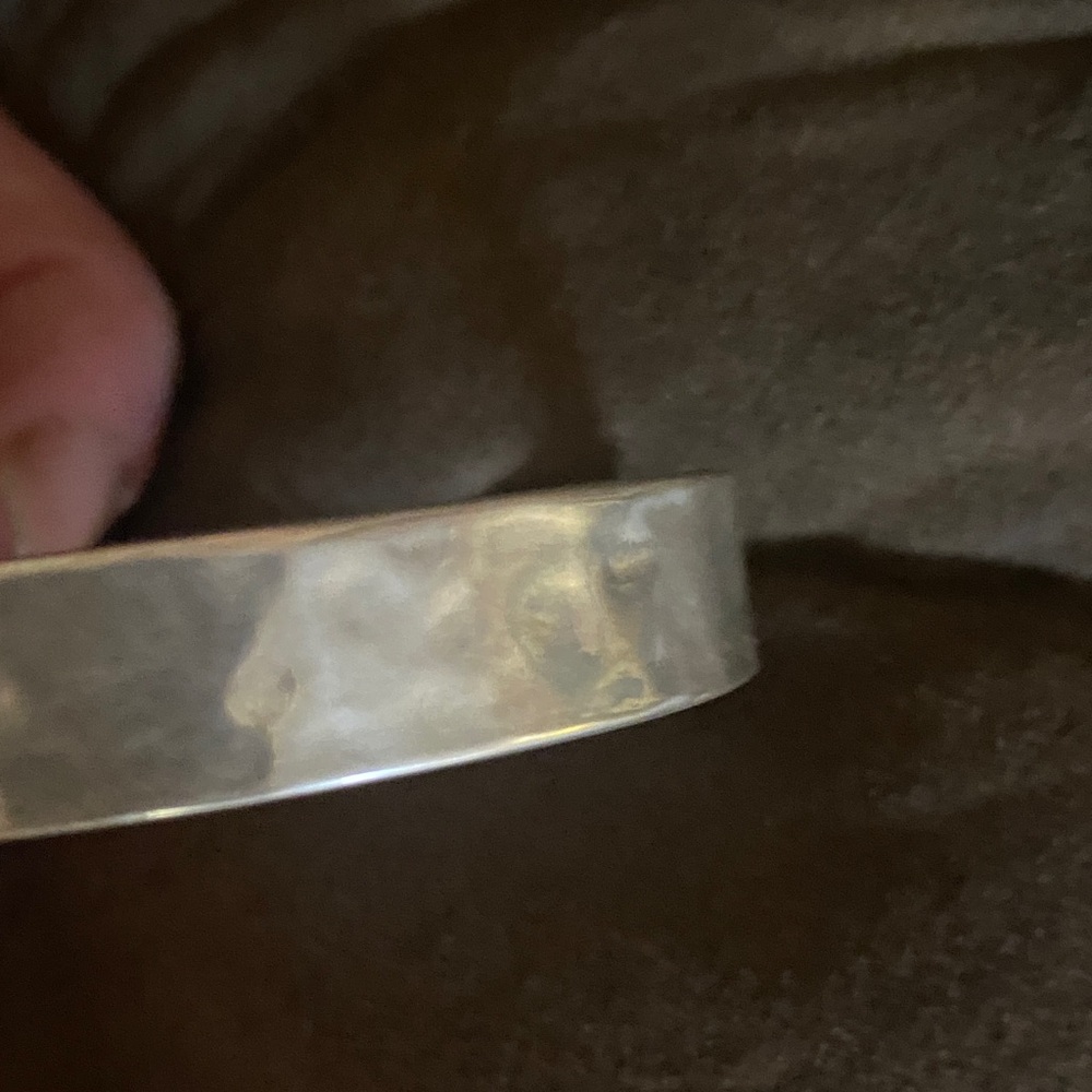 Hammered Silver Tone Toggle Closure Bracelet With… - image 8